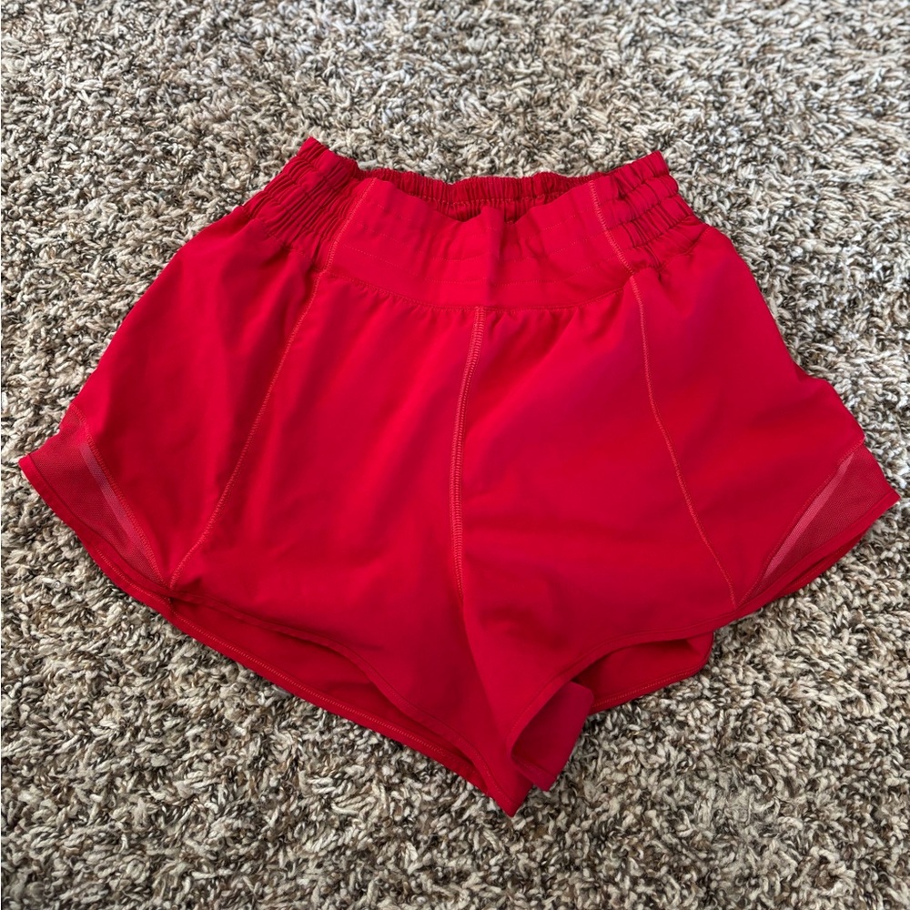 Red Lululemon Hotty Hot shorts